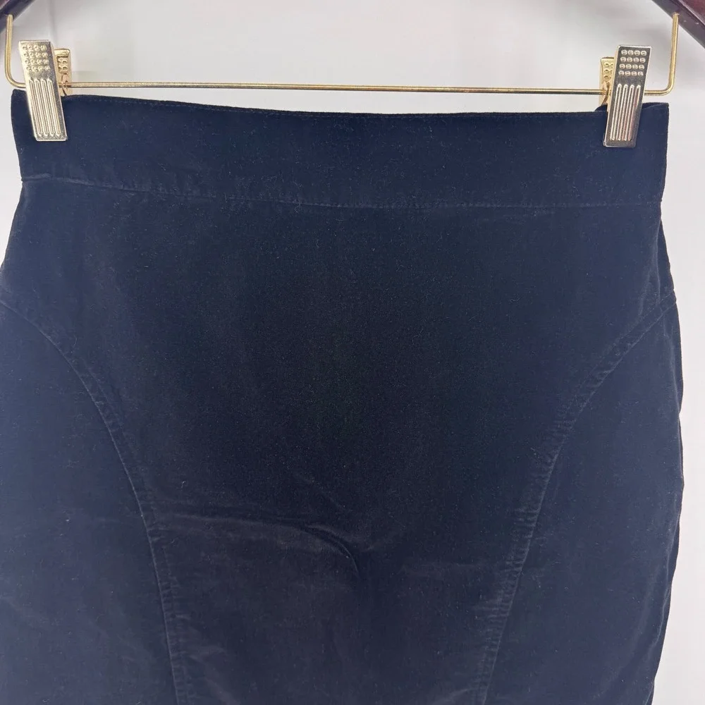 VTG Black Velvet Pencil Skirt High Waist Bodycon Streetwear Indie Goth‎ Sz 3 USA